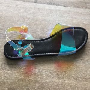Tiana Rainbow Clear Strappy Sandals Black Base